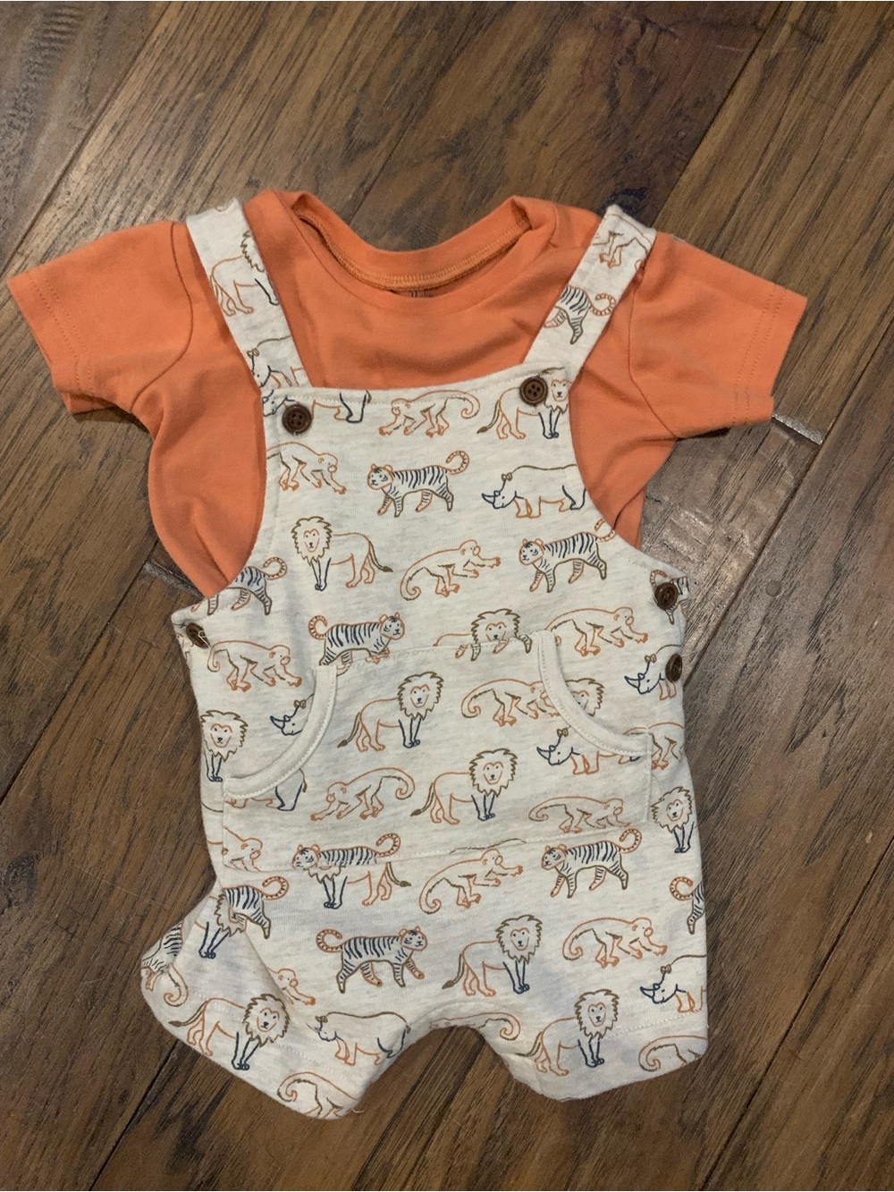 Baby Essentials Orange Tee with Printed Shortalls